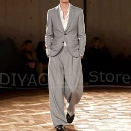 Chic Men Notch Lapel Suit Single Breasted Blazer And Wide Leg Trousers Custom Formal Business Wedding Party Daily Casual Tuxedo