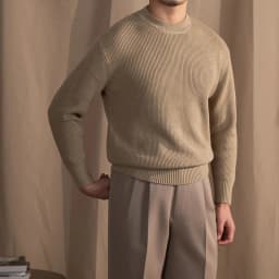 Lusanxian Birthday Leisure Micro-wide Thick Needle Crewneck Knitwear 30% Wool Pullover Long Sleeve Warm Sweater for Men