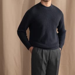 Lusanxian Birthday Leisure Micro-wide Thick Needle Crewneck Knitwear 30% Wool Pullover Long Sleeve Warm Sweater for Men
