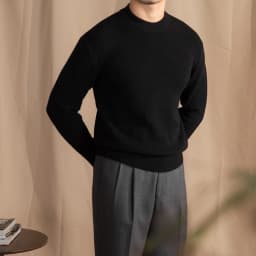 Lusanxian Birthday Leisure Micro-wide Thick Needle Crewneck Knitwear 30% Wool Pullover Long Sleeve Warm Sweater for Men