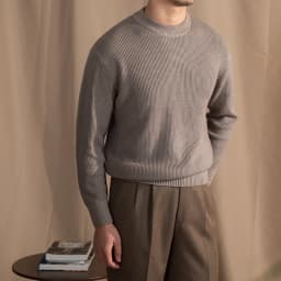 Lusanxian Birthday Leisure Micro-wide Thick Needle Crewneck Knitwear 30% Wool Pullover Long Sleeve Warm Sweater for Men