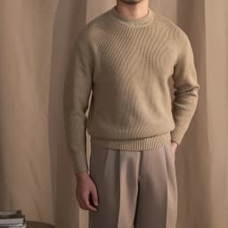 Lusanxian Birthday Leisure Micro-wide Thick Needle Crewneck Knitwear 30% Wool Pullover Long Sleeve Warm Sweater for Men