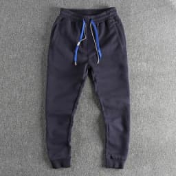 Autumn Winter New American Retro Thickened Velvet Sweatpants Men's Simple Washed Heavyweight Drawstring Sports Ankle-tied Pants