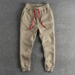 Autumn Winter New American Retro Thickened Velvet Sweatpants Men's Simple Washed Heavyweight Drawstring Sports Ankle-tied Pants