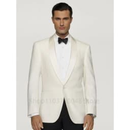 Formal Ivory Men Suits Blazer with Shawl Lapel Single Breasted Dinner Prom Jacket Elegant Slim Fit Smoking Suit Coat for Party