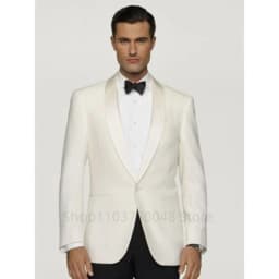 Formal Ivory Men Suits Blazer with Shawl Lapel Single Breasted Dinner Prom Jacket Elegant Slim Fit Smoking Suit Coat for Party