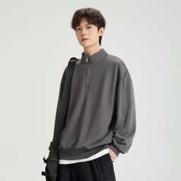 Large Size Men's Sweatshirts M-8XL Autumn Stand-up Collar Half-zipper Solid Color Long-sleeved Oversize Outdoor Sports Pullover