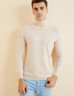 Knit Sweater for Men 100% Merino Wool Turtleneck Wool Sweater Fall Winter Warm Long Sleeve Pullover Male Korean Luxury Clothing