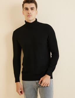 Knit Sweater for Men 100% Merino Wool Turtleneck Wool Sweater Fall Winter Warm Long Sleeve Pullover Male Korean Luxury Clothing