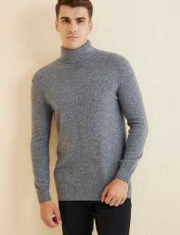 Knit Sweater for Men 100% Merino Wool Turtleneck Wool Sweater Fall Winter Warm Long Sleeve Pullover Male Korean Luxury Clothing
