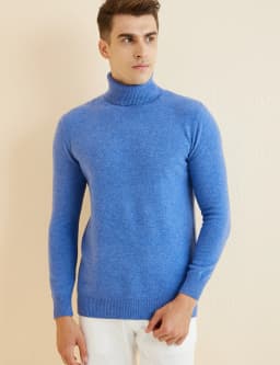 Knit Sweater for Men 100% Merino Wool Turtleneck Wool Sweater Fall Winter Warm Long Sleeve Pullover Male Korean Luxury Clothing