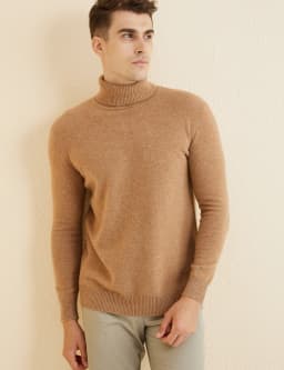 Knit Sweater for Men 100% Merino Wool Turtleneck Wool Sweater Fall Winter Warm Long Sleeve Pullover Male Korean Luxury Clothing