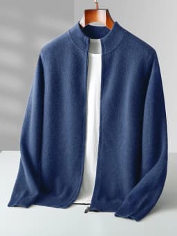 100% Merino Wool Men's Knitwear Cardigans Autumn Winter Thick Zipper Sweater Mock Neck Cashmere Simplicity Comfortable Coat