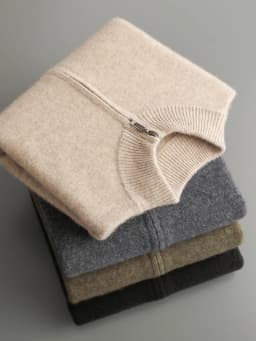 100% Merino Wool Men's Knitwear Cardigans Autumn Winter Thick Zipper Sweater Mock Neck Cashmere Simplicity Comfortable Coat