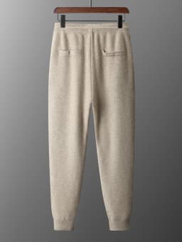 Autumn and Winter Thickened High Waisted 100% Merino Wool Men's Pants Small Leg Pants Casual Business Knitted Sweatpants Warm