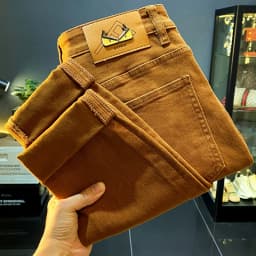 Men jeans 2024 new autumn fashion high-end affordable luxury stretch fitted all-match casual trendy denim long pants