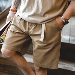 Maden Vintage Buckle Belt Straight Shorts with Outdoor Casual Five-point Pants for Men's New Summer Fashion