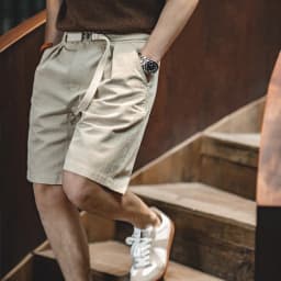 Maden Vintage Buckle Belt Straight Shorts with Outdoor Casual Five-point Pants for Men's New Summer Fashion
