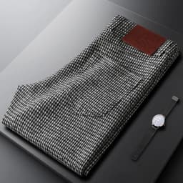 Gray Plaid Pants Men's Casual Slim Slim Straight Leg Business Pants Fall Men's Woolen Pants
