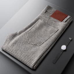 Gray Plaid Pants Men's Casual Slim Slim Straight Leg Business Pants Fall Men's Woolen Pants