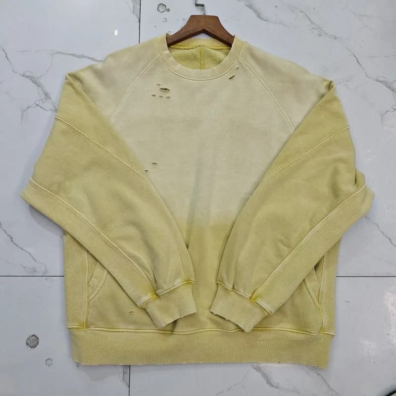 Vintage American Style Distressed Fleece Sweatshirt Men Winter Thick Loose Casual Hooded Pullover with Retro Design