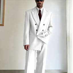 Men's Tan Double-Breasted Oversized Suit Loose-Fit Two Piece(Jacket+Pants) Set Trendy Tailoring Blazer Formal Casual Office Wear
