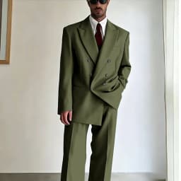 Men's Tan Double-Breasted Oversized Suit Loose-Fit Two Piece(Jacket+Pants) Set Trendy Tailoring Blazer Formal Casual Office Wear