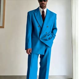 Men's Tan Double-Breasted Oversized Suit Loose-Fit Two Piece(Jacket+Pants) Set Trendy Tailoring Blazer Formal Casual Office Wear