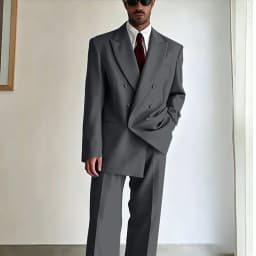 Men's Tan Double-Breasted Oversized Suit Loose-Fit Two Piece(Jacket+Pants) Set Trendy Tailoring Blazer Formal Casual Office Wear