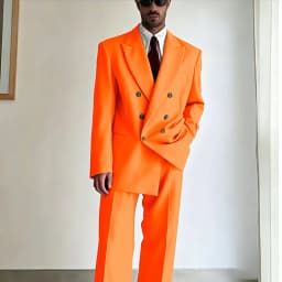 Men's Tan Double-Breasted Oversized Suit Loose-Fit Two Piece(Jacket+Pants) Set Trendy Tailoring Blazer Formal Casual Office Wear