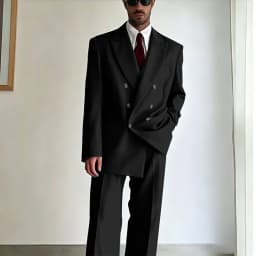 Men's Tan Double-Breasted Oversized Suit Loose-Fit Two Piece(Jacket+Pants) Set Trendy Tailoring Blazer Formal Casual Office Wear