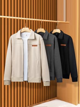 JSBD Winter Italian Old Money Style Warm Fleece Thick Wool Tweed Two-Piece Men's Lapel Cardigan Casual Sportswear Set