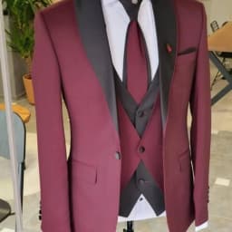 Men's Solid Slim Fit 3-Piece Business Suit Set with Blazer Vest And Pants for Wedding Party Luxury Fashion Tuxedo