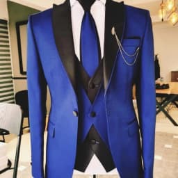 Men's Solid Slim Fit 3-Piece Business Suit Set with Blazer Vest And Pants for Wedding Party Luxury Fashion Tuxedo