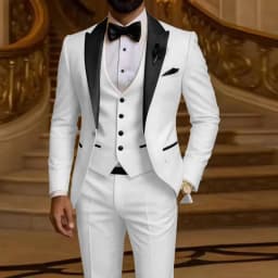 Men's 3 Piece Formal Business Suit Slim Fit Peak Lapel Groom Tuxedo Best Man Wedding Party Blazer Vest Pants Set Men Outfits