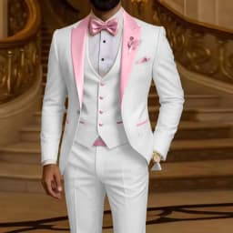 Men's 3 Piece Formal Business Suit Slim Fit Peak Lapel Groom Tuxedo Best Man Wedding Party Blazer Vest Pants Set Men Outfits