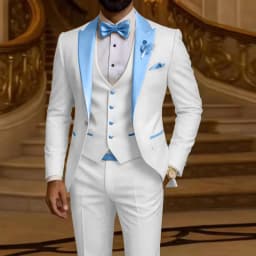 Men's 3 Piece Formal Business Suit Slim Fit Peak Lapel Groom Tuxedo Best Man Wedding Party Blazer Vest Pants Set Men Outfits