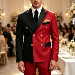 Mix-Colors Double Breasted Suits for Men 2‑Pieces Prom Wedding Tuxedo Slim Fit Jacket Pants Evening Party Formal Costume Outfit