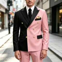 Mix-Colors Double Breasted Suits for Men 2‑Pieces Prom Wedding Tuxedo Slim Fit Jacket Pants Evening Party Formal Costume Outfit