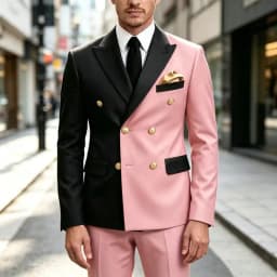 Mix-Colors Double Breasted Suits for Men 2‑Pieces Prom Wedding Tuxedo Slim Fit Jacket Pants Evening Party Formal Costume Outfit