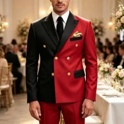 Mix-Colors Double Breasted Suits for Men 2‑Pieces Prom Wedding Tuxedo Slim Fit Jacket Pants Evening Party Formal Costume Outfit