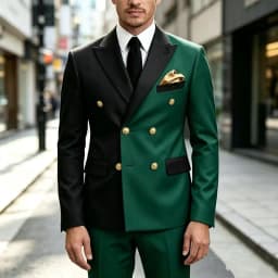 Mix-Colors Double Breasted Suits for Men 2‑Pieces Prom Wedding Tuxedo Slim Fit Jacket Pants Evening Party Formal Costume Outfit