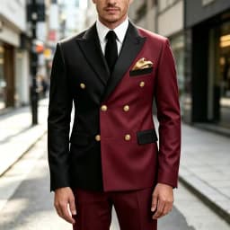 Mix-Colors Double Breasted Suits for Men 2‑Pieces Prom Wedding Tuxedo Slim Fit Jacket Pants Evening Party Formal Costume Outfit