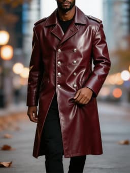 Daily Casual Turn-down Collar Coats Mens Fall Shiny Leather Long Sleeve Outerwear Men Vintage Double-breasted Maxi Jacket
