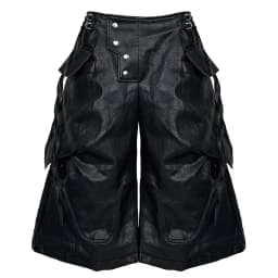 Mauroicardi Spring Autumn Cool Black Pu Leather Wide Leg Calf-Length Pants for Men Luxury Brands Designer Original Clothes 2026