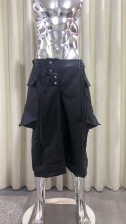 Mauroicardi Spring Autumn Cool Black Pu Leather Wide Leg Calf-Length Pants for Men Luxury Brands Designer Original Clothes 2026