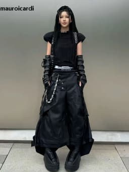 Mauroicardi Spring Autumn Cool Black Pu Leather Wide Leg Calf-Length Pants for Men Luxury Brands Designer Original Clothes 2026