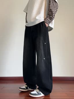 Men's Straight Baggy Jeans Korean Fashion Elastic Waist Wide Leg Denim Pants 380g/m² Heavy Cotton Street Y2K Jeans Big Size 8XL