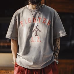 Maden Men's Vintage Fighter Plane Print T-Shirt Heavyweight Cotton Oversized Crew Neck Summer Casual Streetwear Tee Men's Tops