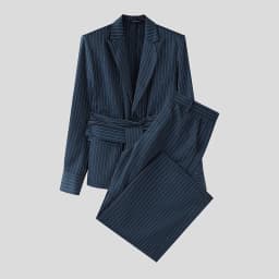 INCERUN Men Striped Sets Elegant Long Sleeve Lace Up Blazer & Pants Two Pieces Sets Streetwear Loose Fashion Casual Men's Suits